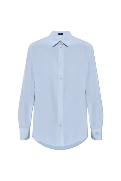 Etro Logo-embroideres Shirt In Blue