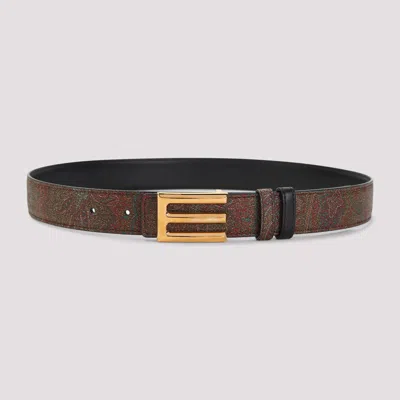 Etro Logo Buckle Paisley Belt In Black