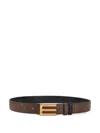 Etro Adjustable Textured Fabric Belt With Gold-tone Buckle In Brown