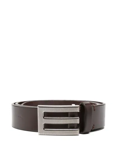 Pre-owned Etro Logo-buckle Belt In Brown
