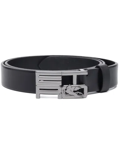 Etro Logo-buckle Leather Belt In Black