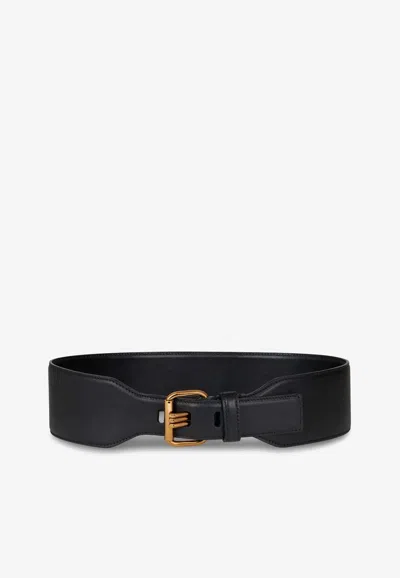 Etro Logo Buckle Leather Belt In Black