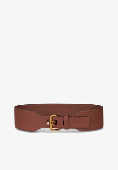 Etro Logo Buckle Leather Belt In Brown