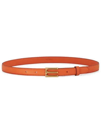 Etro Logo-buckle Leather Belt In Orange