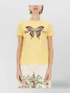 Etro Logo Butterfly Graphic Round Neck T-shirt In Yellow
