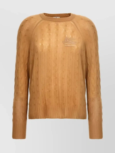 Etro Cable-knit Cashmere Sweater In Brown