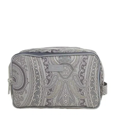 Etro Logo Clutch In Gray