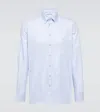 Etro Logo Cotton Oxford Shirt In Blue
