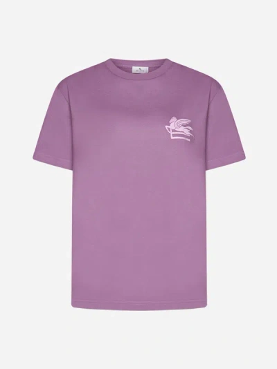 Etro Short Sleeve T-shirt With Subtle Embroidery In Pink