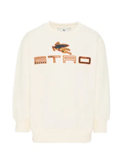 Etro Kids' Logo-detail Crew Neck Sweatshirt In Neutral