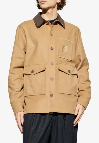 Etro Logo Detail Jacket In Brown