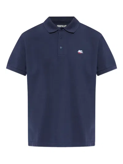 Etro Logo-detail Polo Shirt In Blue