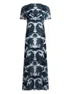 Etro Flocked Tulle Sheath Dress In Blue