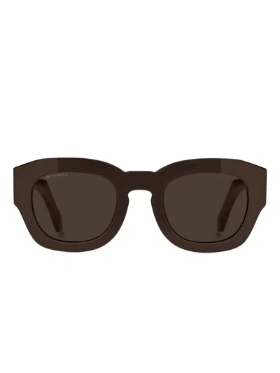 Etro Logo-embellished Square Sunglasses In Brown