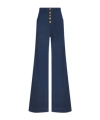 Etro Logo-embossed Button High-rise Flared Jeans In Blue