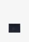 Etro Logo Embossed Leather Cardholder In Navy