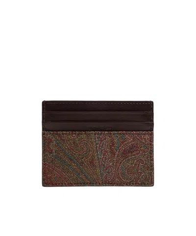 Etro Logo Embossed Wallet In Brown