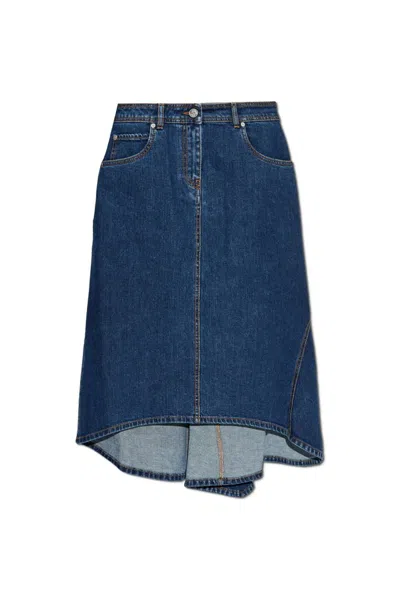 Etro Asymmetrical Denim Skirt In Blue
