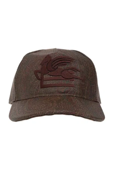 Etro Logo Embroidered Baseball Cap In Brown