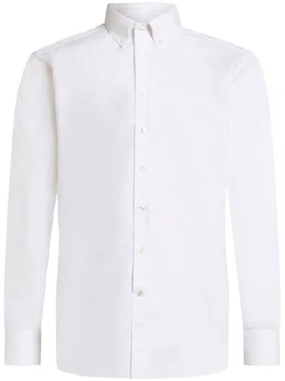 Etro Logo-embroidered Button-down Shirt In White