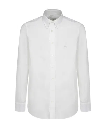 Etro Logo-embroidered Button-down Shirt In White