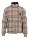 Etro Logo-embroidered Checked Jacket In Neutral