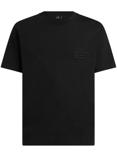Etro Men Embroidered T-shirt In Black