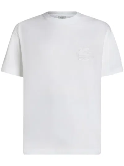 Etro Relaxed Fit Cotton Short Sleeve T-shirt In White