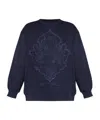 Etro Navy Blue Cotton Embroidered Logo Sweatshirt In Black