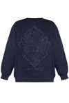 Etro Navy Blue Cotton Embroidered Logo Sweatshirt In Multicolour