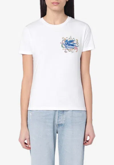 ETRO LOGO-EMBROIDERED CREWNECK T-SHIRT