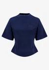 Etro Logo-embroidered Fitted T-shirt In Blue