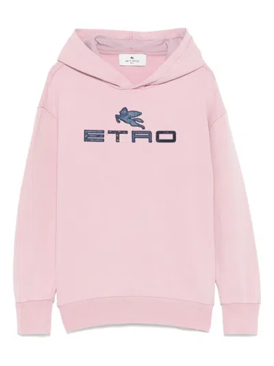 Etro Kids' Logo-embroidered Hoodie In Pink