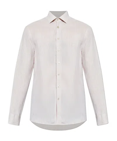Etro Logo Embroidered Long Sleeved Shirt In White