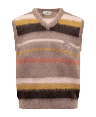 ETRO STRIPED WAISTCOAT WITH LOGO