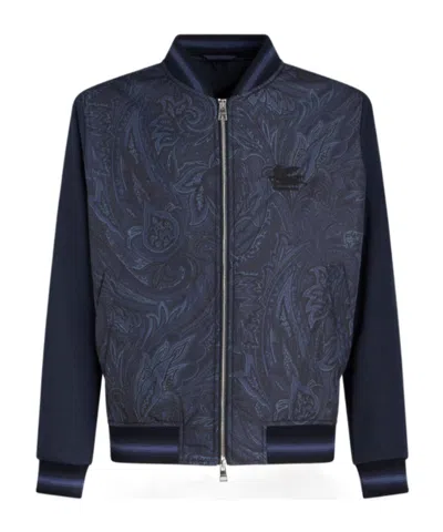 ETRO ETRO LOGO-EMBROIDERED ZIPPED BOMBER JACKET