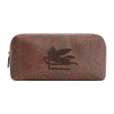 Etro Logo Embroidered Paisley Printed Pouch In Multicolour