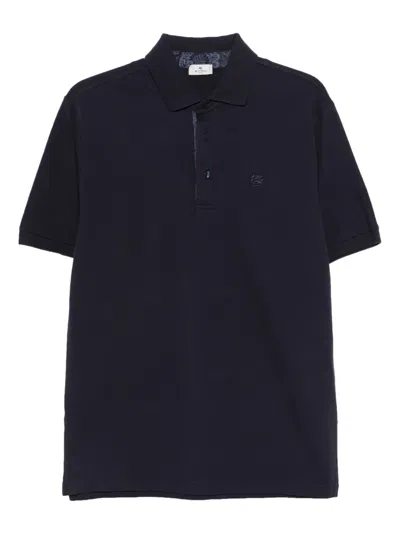 Etro Logo-embroidered Polo Shirt In Black