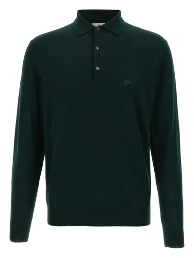 Etro Men Polo Jersey In Green