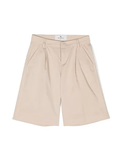 Etro Kids' Logo-embroidered Poplin Chino Shorts In Neutrals