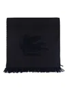 Etro Logo-embroidered Scarf In Black