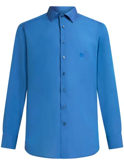 Etro Hemd Mit Logo-stickerei In Blau
