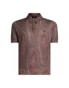 Etro Burgundy Silk And Cashmere Blend Polo Shirt With Paisley Print In Bordeaux