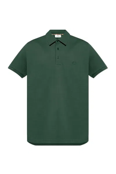 Etro Logo Embroidered Short Sleeved Polo Shirt In Green