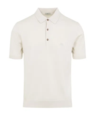 Etro Logo Embroidered Short-sleeved Polo Shirt In White