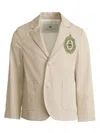 Etro Logo-embroidered Single-breasted Blazer In Neutrals