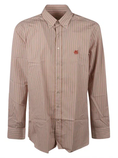 ETRO LOGO EMBROIDERED STRIPE SHIRT