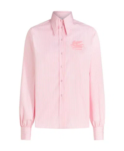 ETRO ETRO LOGO-EMBROIDERED STRIPED BUTTONED SHIRT