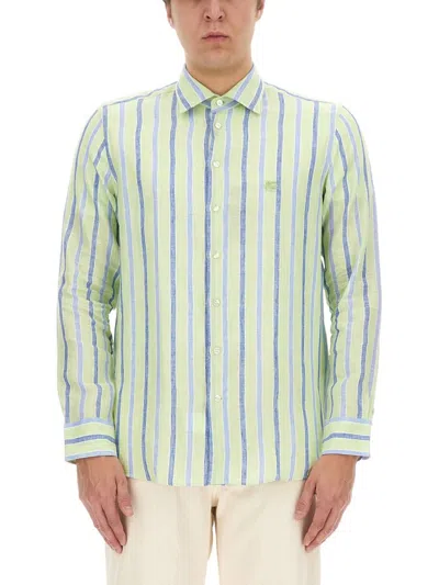 Etro Logo Embroidered Striped Shirt In Multi