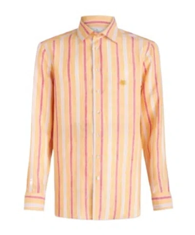 Etro Logo Embroidered Striped Shirt In Nude